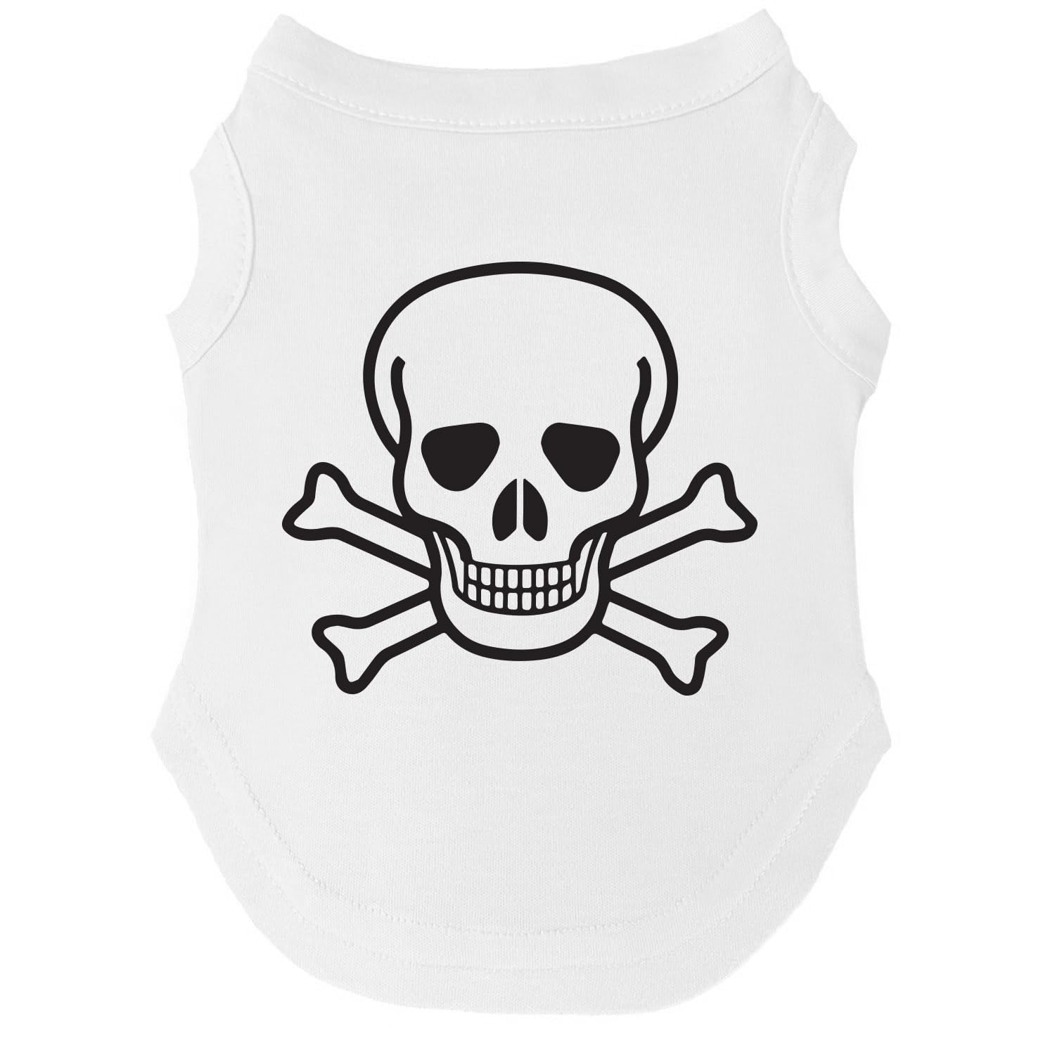 Skull with Crossbones Halloween Dog Tee Shirt | Sleeveless | Sizes for Puppies, Toys and Large Breeds (White, 2X-Large 874)