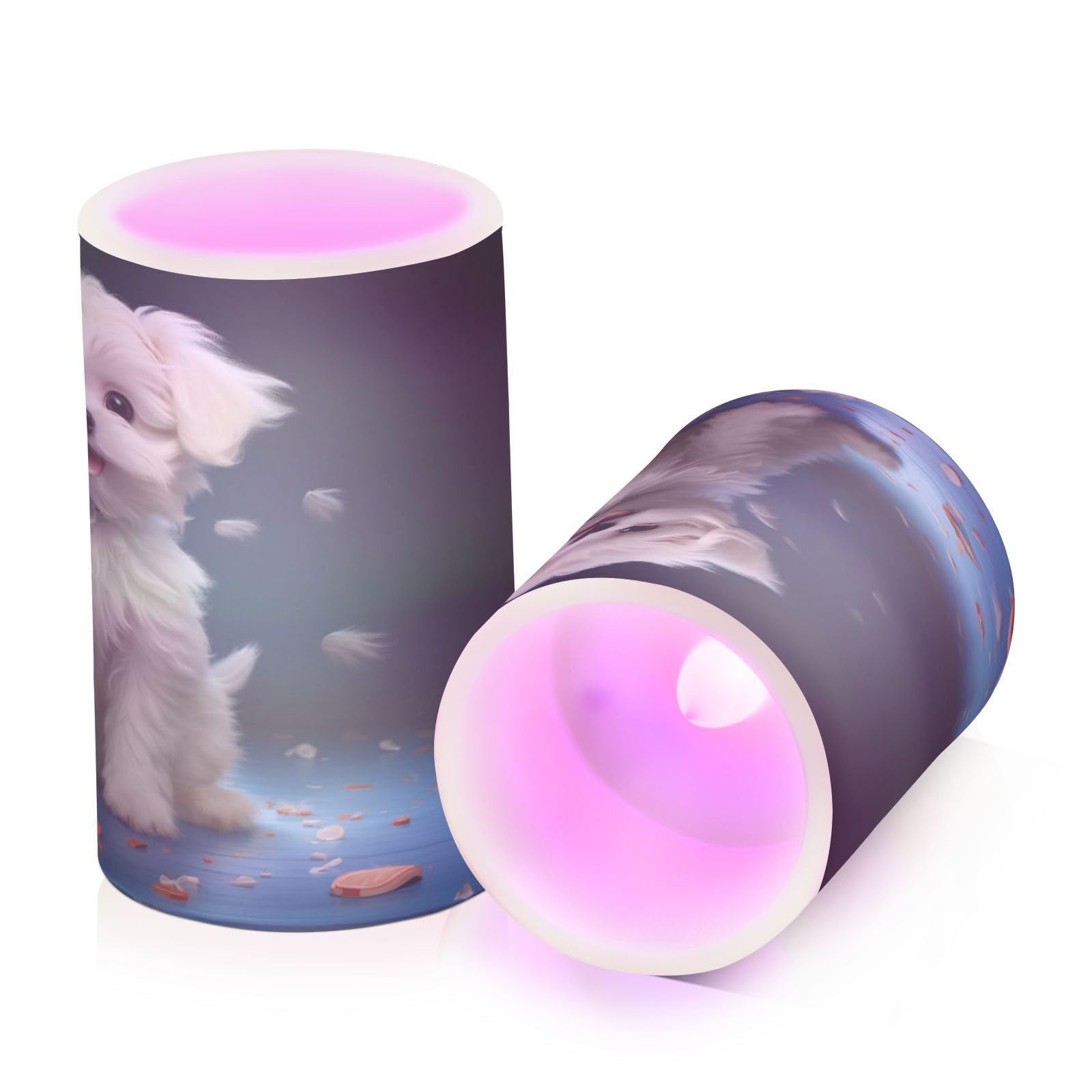 ALAZA Dog (4) Flickering Flameless Candles Battery Operated with Remote Timer,Tea Light Candles LED Pillar Votive Candles Set of 2 for Outdoor Indoor Decorations