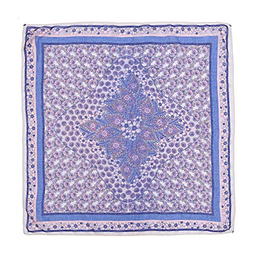 Image of Lina & Lily Multi-Patterns Flower Geometric Tribal Aztec Paisley Print Square Scarf Shawl with Tassels (F5)