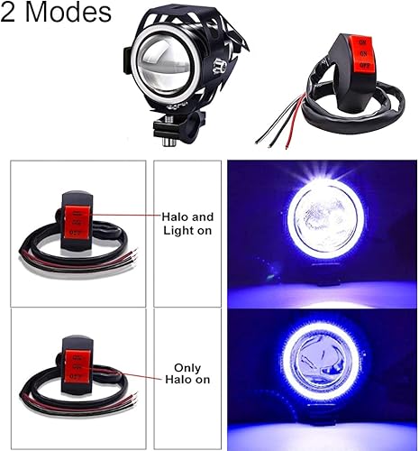Miniatura 4 de 2 focos antiniebla para motocicleta, haz estable, luz universal U7 con interruptor, luz auxiliar de motocicleta de 12 V24 V, luces LED