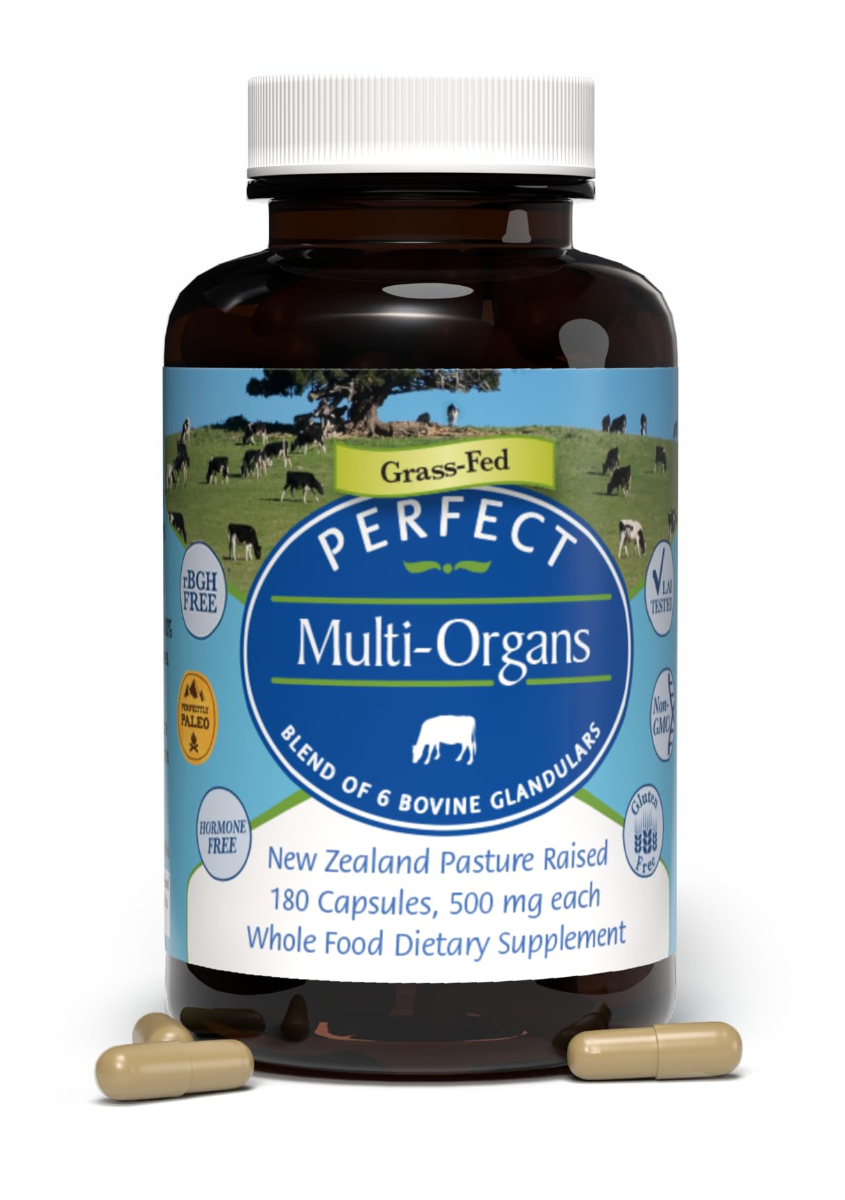 Perfect Supplements Multi-Organs - A Blend of 6 Glandulars, Pasture Raised in New Zealand