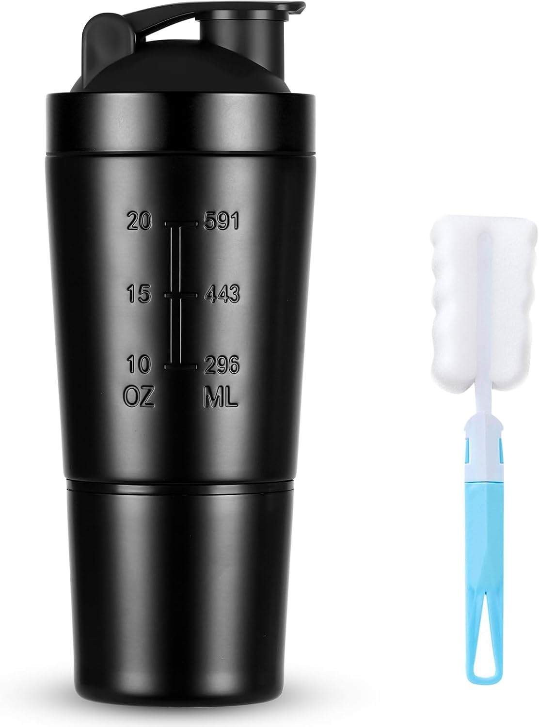 ACWOO 700ml Protein Shaker Bottle with 200ml Storage Cup, Stainless Steel Protein Shaker Cup With Mixball, Gym Shaker Bottle, Protein Shaker, BPA Free Leak Proof Shaker Bottle For Protein Shakes