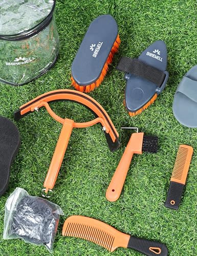 Shinewell Horse Grooming Kit, Complete Horse Brush Set, Equine Grooming Tools for Shedding & Daily Care Orange - Image 4