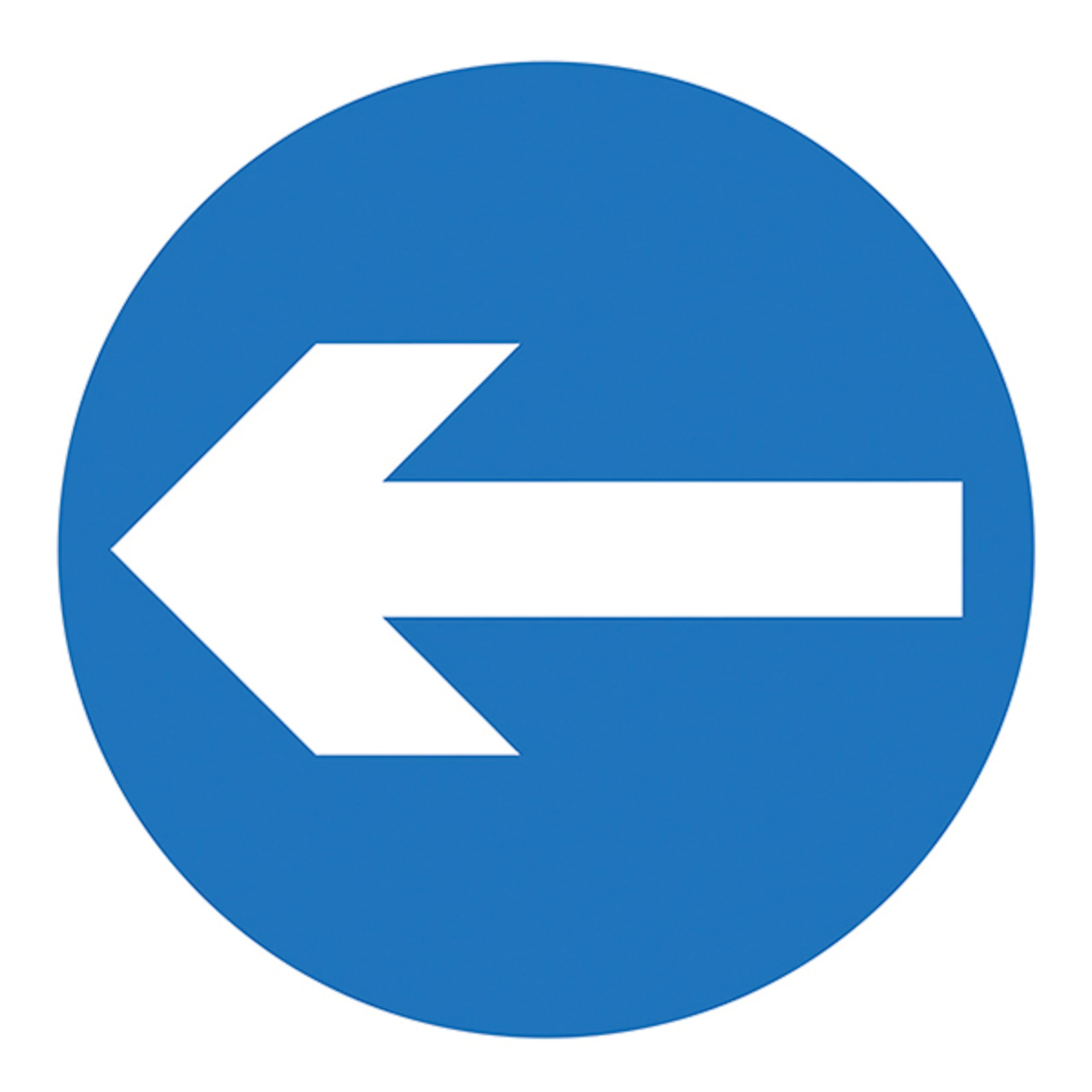 V Safety Turn Left Arrow 600 x 600 mm - 3mm Reflective Aluminium Composite Safety Sign, White