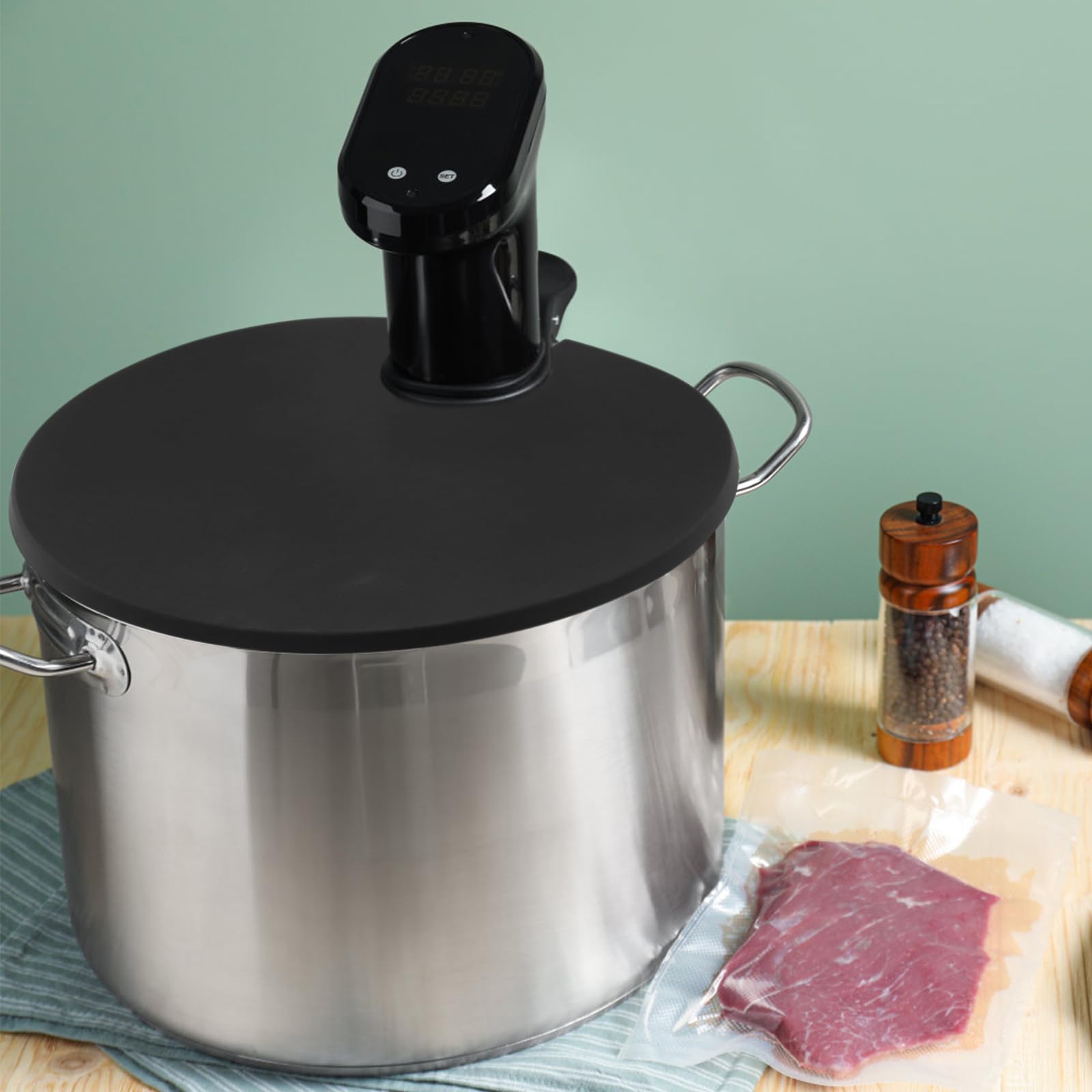 Coperchio In Silicone Per Cottura Sous Vide | Nero | Adatto A Pentole Fino A 11 Pollici | Anti-Evaporazione - Foto 4