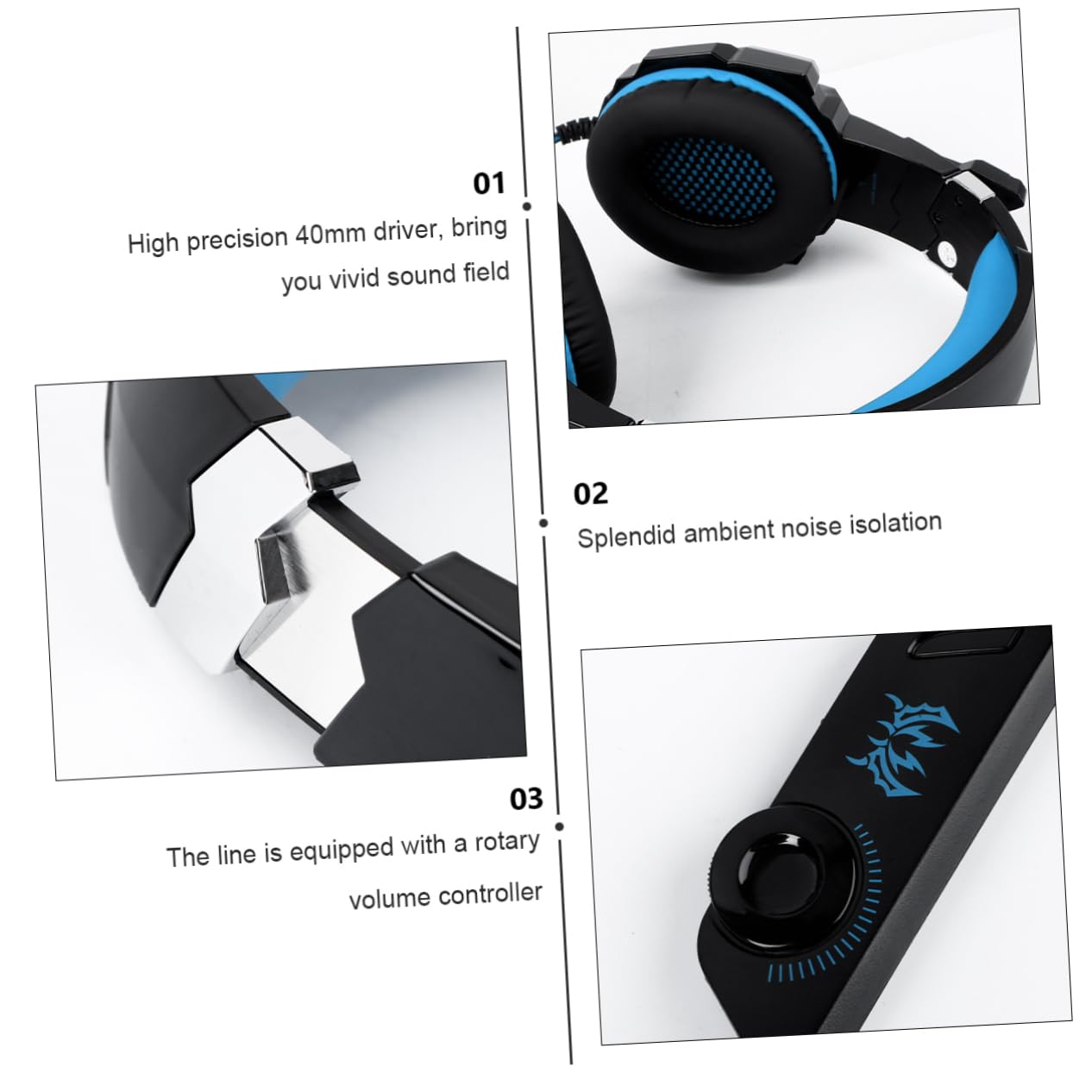 Gadpiparty 1pezzi Cuffie Gaming Over-ear Luminescent Con Microfono e Cavo Di Adattamento Comfort Estremo Per Lunghe Sessioni Di Gioco Isolamento Acustico Eccellente Materiali Amici Della