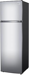 BLACK+DECKER 10 Cu. Ft. Top Mount Refrigerator with Freezer, 2 Door Fridge with Top Freezer and Mechanical Temperature Control, For Homes and Apartments, BDA10LAS, Stainless Steel Look