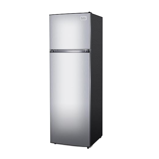 BLACK+DECKER 10 Cu. Ft. Top Mount Refrigerator with Freezer, 2 Door Fridge with Top Freezer and Mechanical Temperature Control, For Homes and Apartments, BDA10LAS, Stainless Steel Look