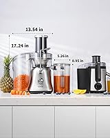 Vista 7 de GDOR 1300W Powerful Juicer with Larger 3.4" Feed Chute, Titanium Enhanced Cutting System, Centrifugal Juice Extractor Maker with Heavy Duty Full