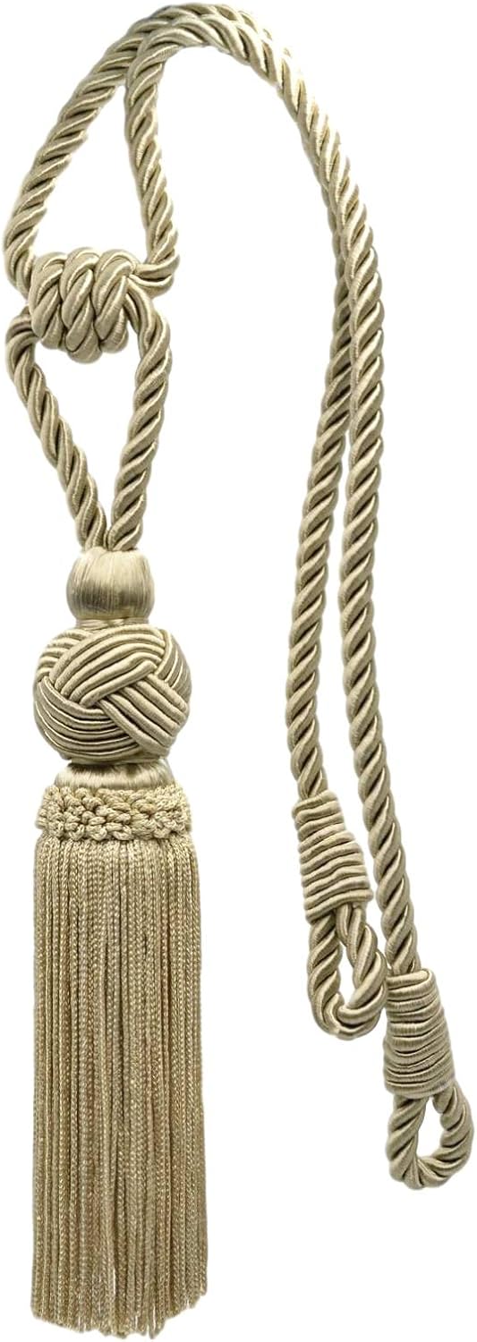 DÉCOPRO Set of 4 / Elegant Tassel Tieback with Turkish Head Design / 6 inch Long Tassel, 28 1/2 inch Spread (Embrace) / Style# TBTRK6 (41202) Color: Beige - 814