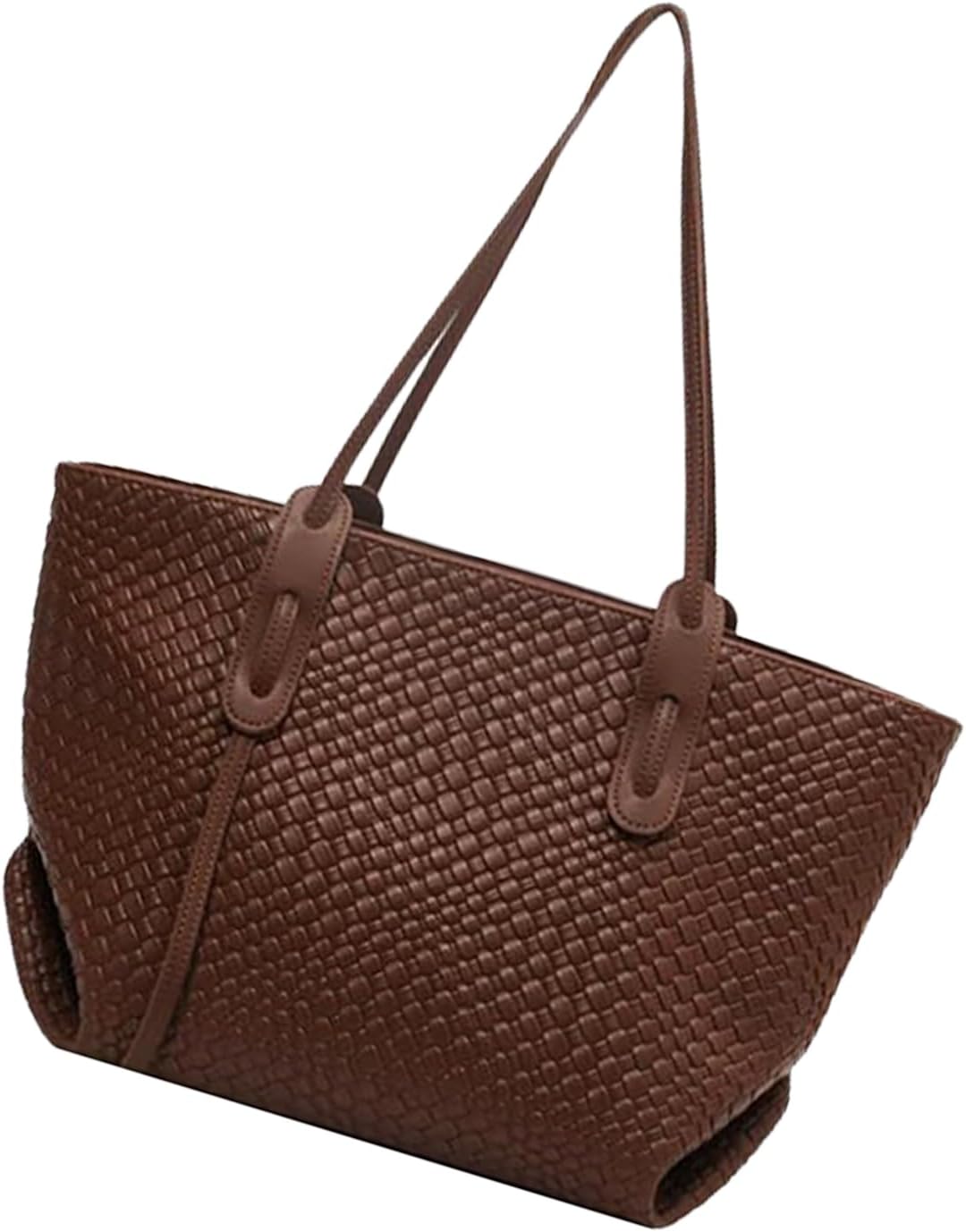 Shoulder Tote - PU 17.72 Inches Foldable Design | Large Lightweight Handbag Purse | Woven Leather Fashion Carryall Bag For Shopping Work Travel Pool Vacation Holiday Use
