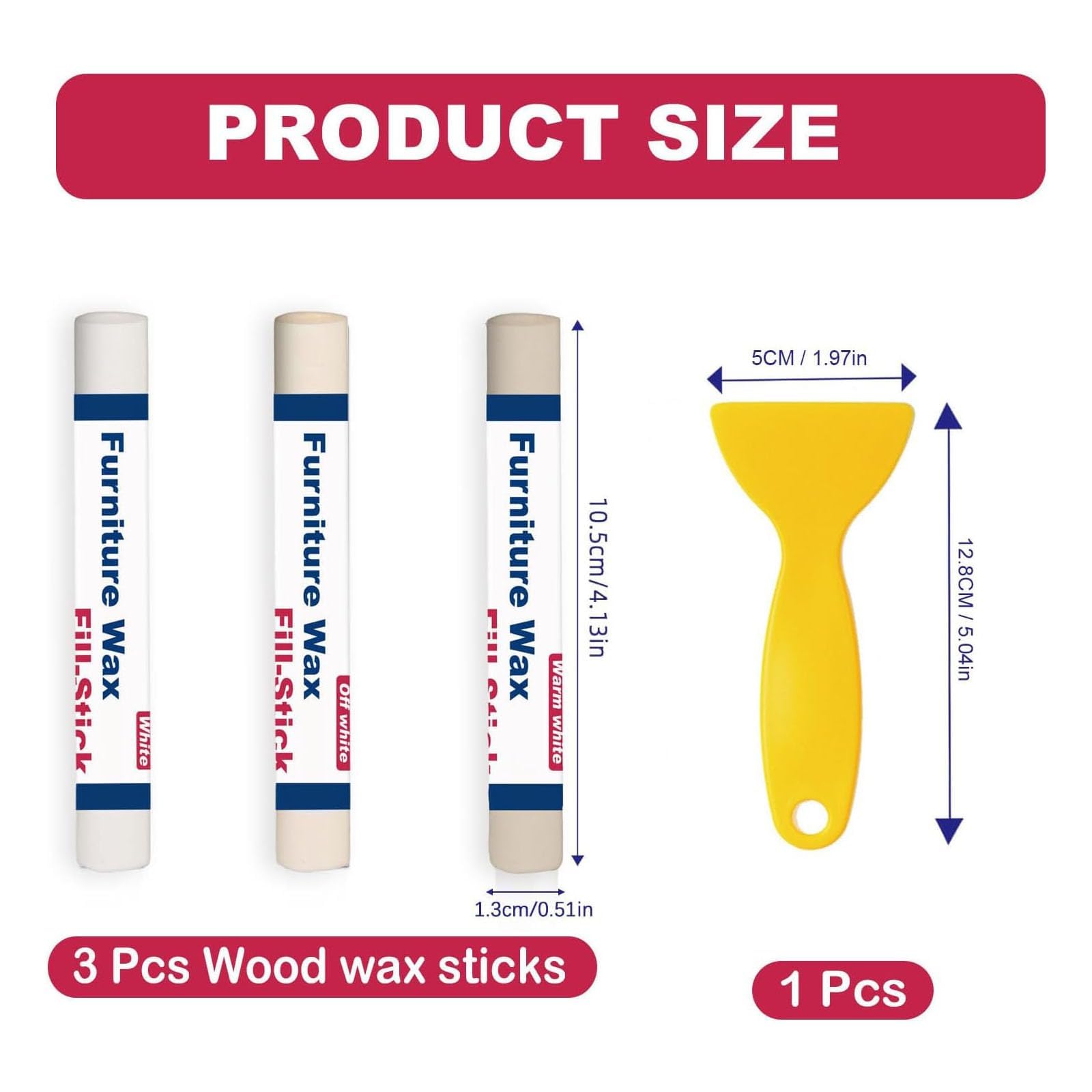 Wood Filler Sticks 3 Colors White Wax Fill Stick Wood Repair Kit for Scratches Crack Scuffs Gouges on — view 4
