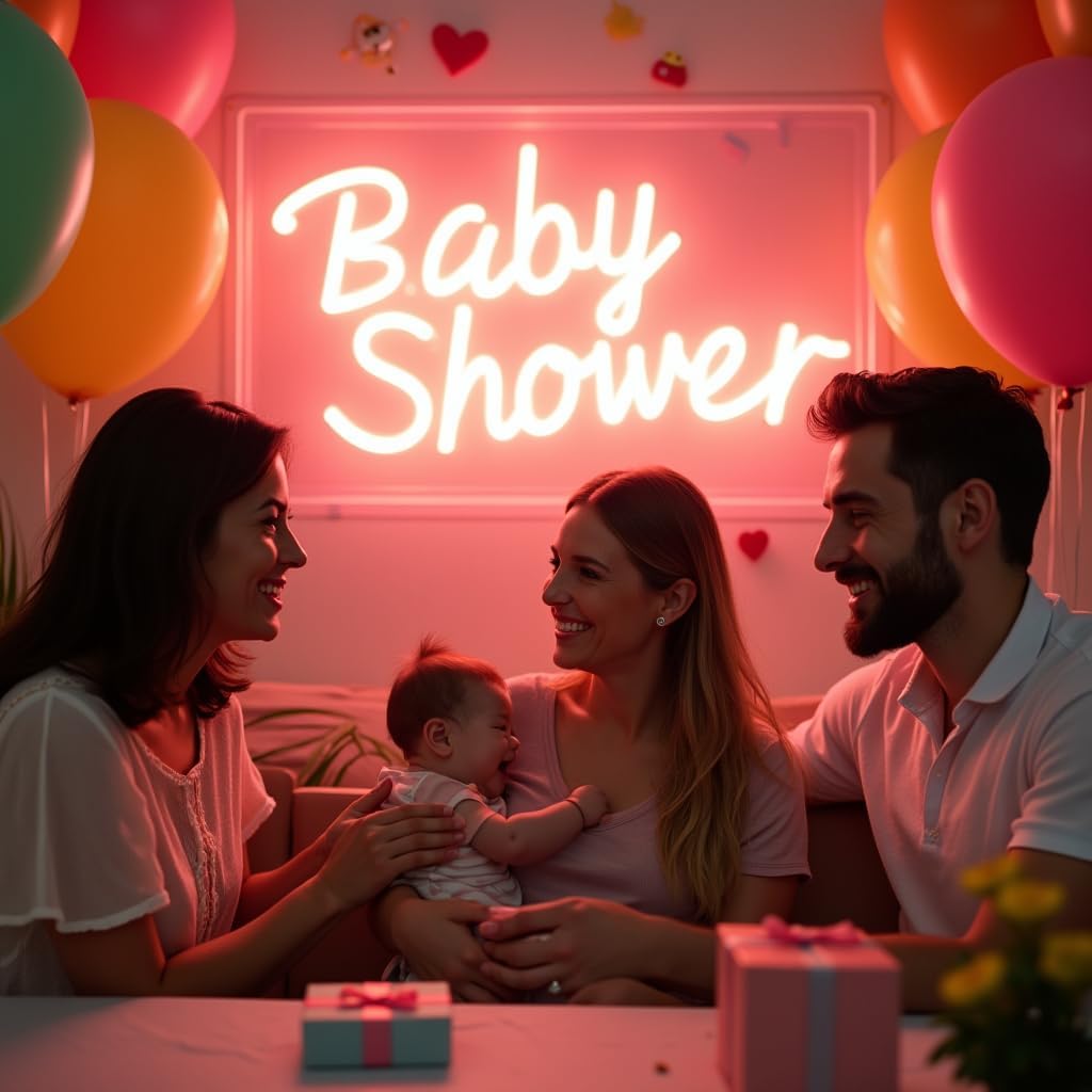 ADVPRO Custom Baby Shower LED Neon Signs, Customizable for Birthday Party, Personalized Large Led Neon Light Sign with Surname, Name, Nickname, Character Name Logo