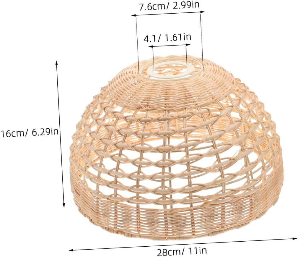 Uonlytech Rattan Pendant Lamp Shade Cover 28x16cm Woven Hanging Light Cover Decorative Indoor Lampshade for Living Room Dining Room Office