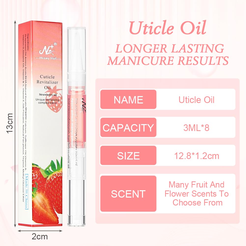 LOPHE Cuticle Oil Pens for Nail Care 8PCS Natural Ingredients Nail Oil Pens, with Fruit Extract - Image 2