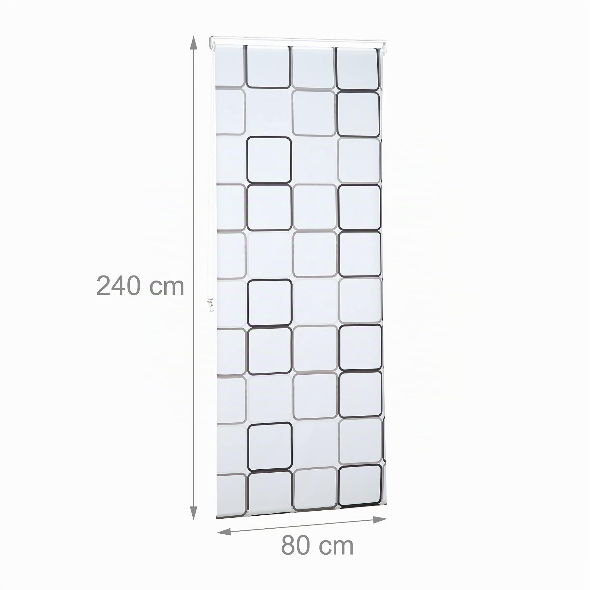 Relaxdays Tenda a Rullo Square, Impermeabile, Vasca & Doccia, Montaggio a Soffitto, 80x240 cm, Semitrasparente