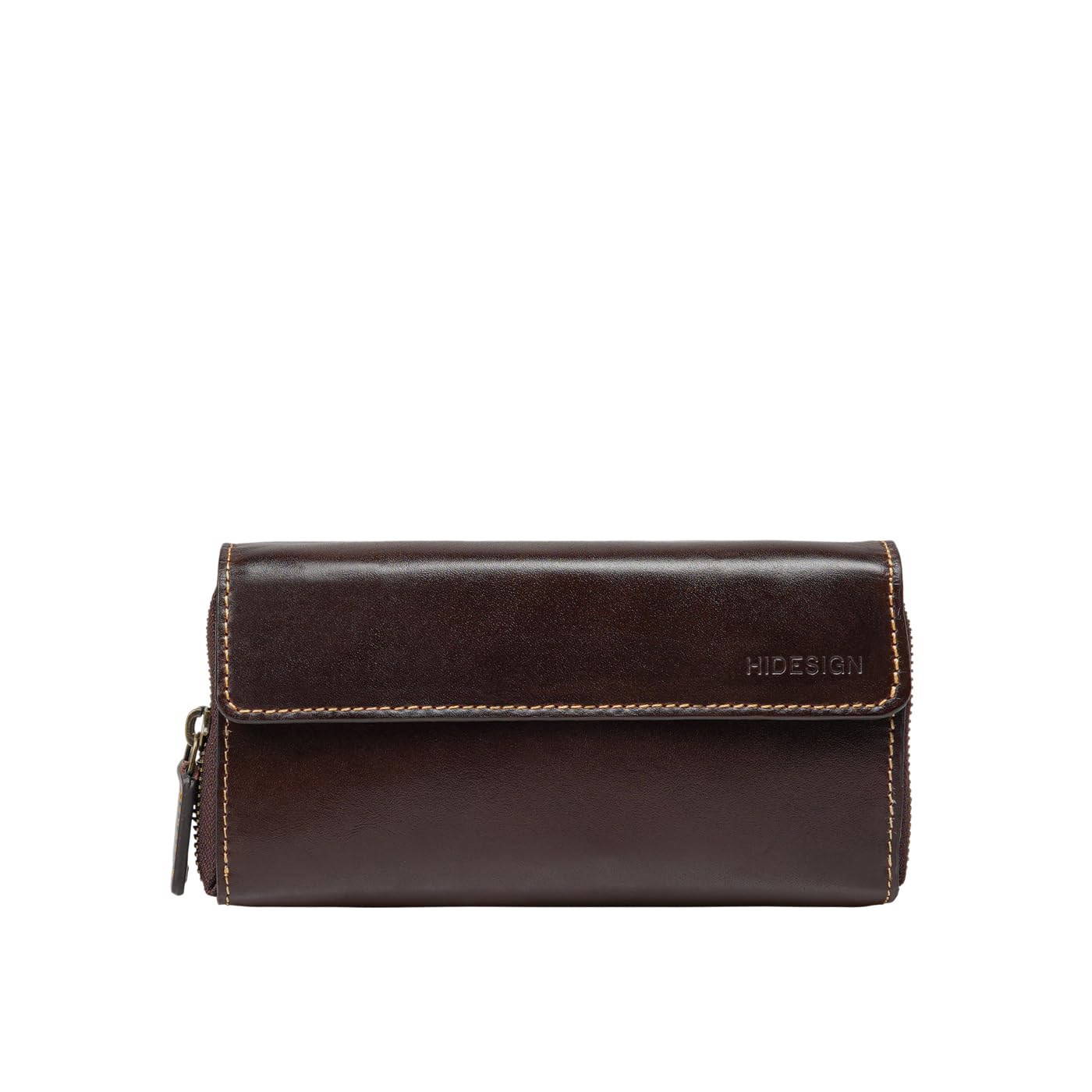 Hidesign Andover W4 Genuine Leather Men's Zip Around Wallet (Dark Brown)