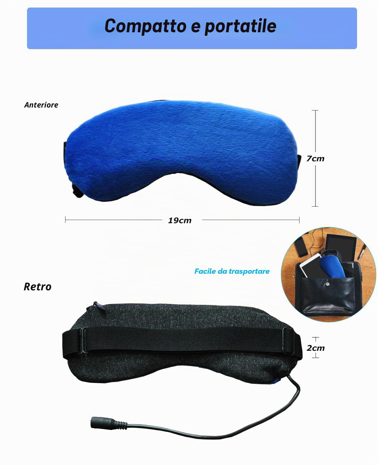 Maschera per gli occhi riscaldante, elettrica, riscaldabile, con semi di lino, per alleviare blefarite, occhi asciutti, occhiaie e orzo, lavabile (blu scuro)