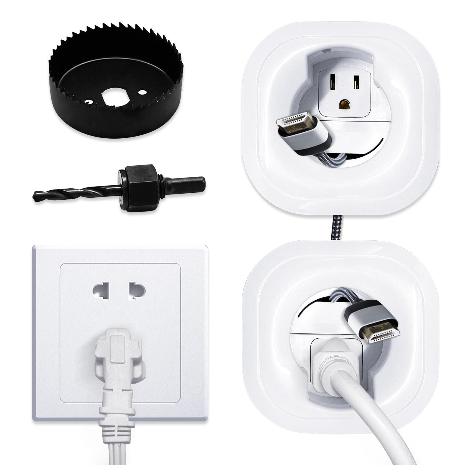 Photo 1 of in-Wall Cable Management Kit, Wire Manager for Power and Low Voltage Cables, Tv Cord Hider for Wall-Mounted Tvs, Tv Cable Concealment Kit with Hole Saw Drill Bit Attachment