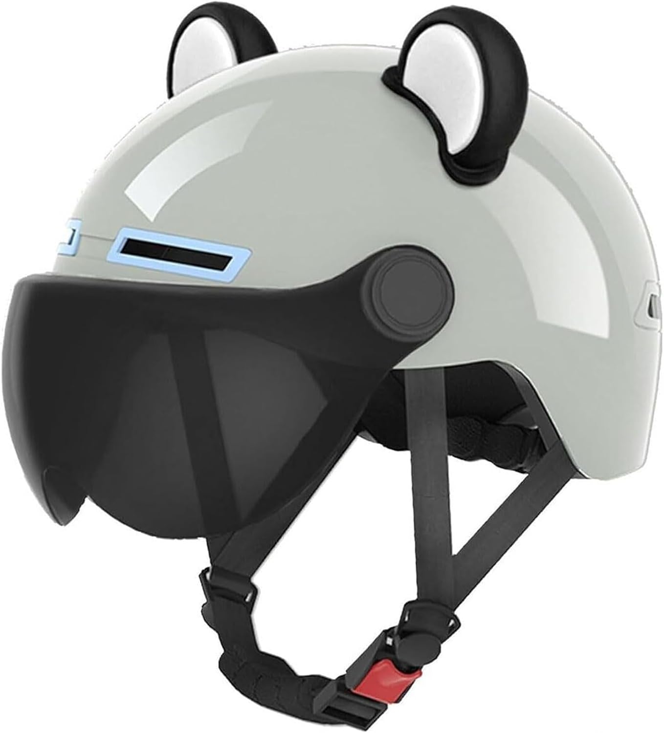 Low Profile Cute Motorcycle Open Face Cat Ears DOT Approved Helmet,Youth Motorbike Half Helmet with Visor,Men Women Street Scooter Cruiser Moped ATV Electric Helmet
