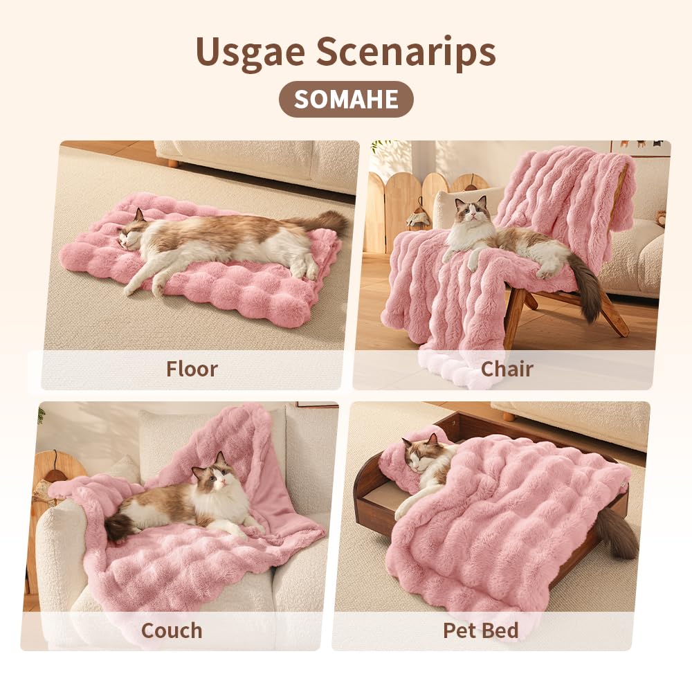 Coperta per cani, ultra morbida, in finta pelliccia, per gatti da interni, ultra morbida, lavabile in lavatrice, reversibile, per animali domestici, per divano, mobili, 71 x 55,9 cm, rosa