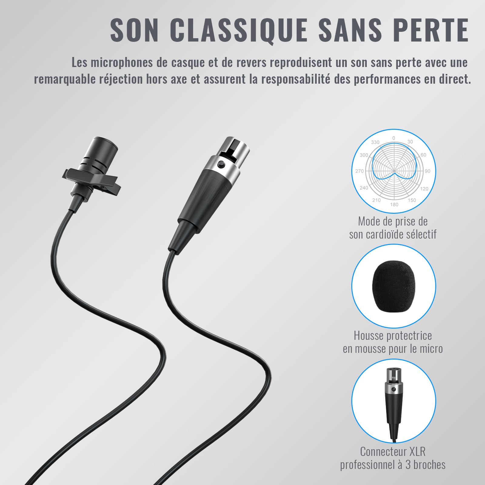 Phenyx Pro Système de Microphone sans Fil UHF avec 2x30 fréquences, Ensemble de micros sans Fil en métal, 2 Packs de Corps et Casques/Microphones à Revers pour Karaoke, Chant, église, DJ (PTU-52-2B)
