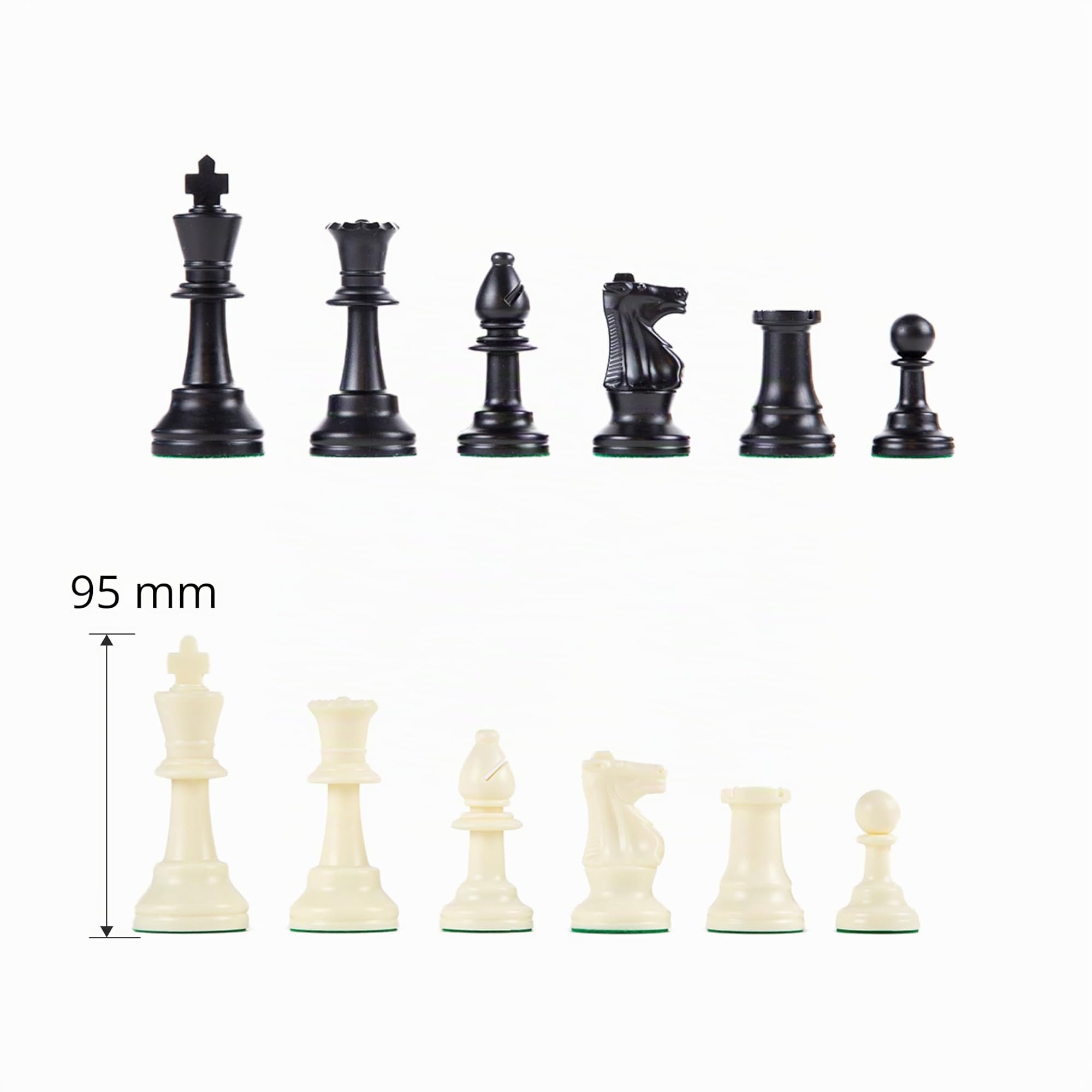 Wilson Jeux - 34 Pièces Échecs Taille 5 - Pièces Échecs Lestées et Feutrées - Idéales pour Les échiquiers Standards de Taille 5 x 5 Cm - Hauteur Roi 9,5 cm