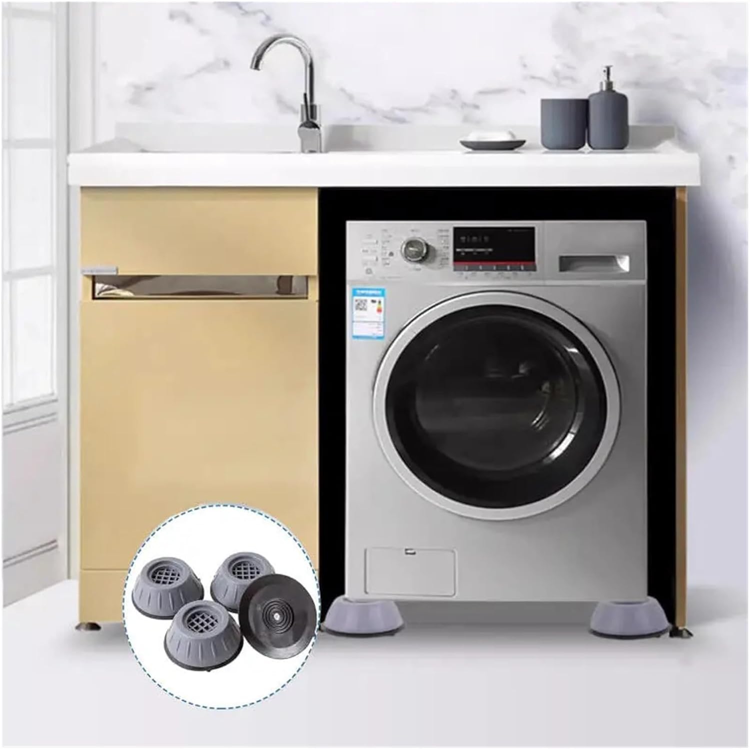 4-12Pcs Anti Vibration Feet Pads Waterproof Legs SlipStop Silent Skid Raiser Mat Washing Machine Support Dampers Stand Furniture(4CM,4Pcs)