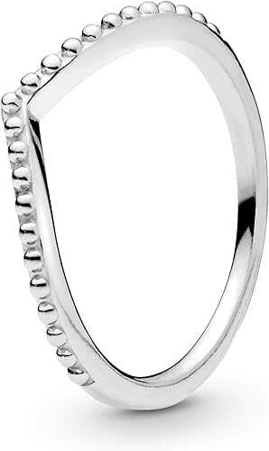 Pandora Anillo de eslinga con cuentas, anillo de oro rosa para mujer, anillo apilable, regalo para ella, rosa chapado en oro rosa de 14 quilates