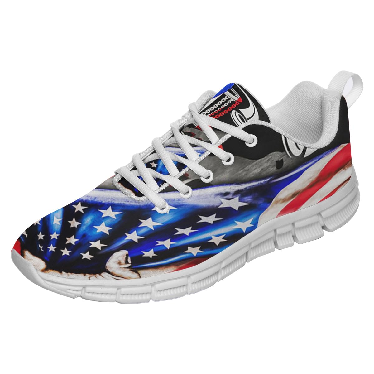 Disc Golf American Flag Shoes Men Women Running Shoes Non Slip Soft Lightweight Walking Sneakers White Size 7