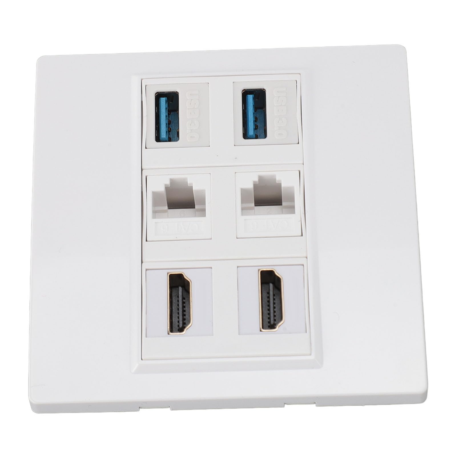 VBESTLIFE Placa de Pared HDMI RJ45, Placa de Pared con Salida USB HDMI de 6 Puertos, 2 Conectores HDMI, 2 Ethernet Cat6 RJ45 y 2 Conectores USB 3.0, para Placa Frontal, Color