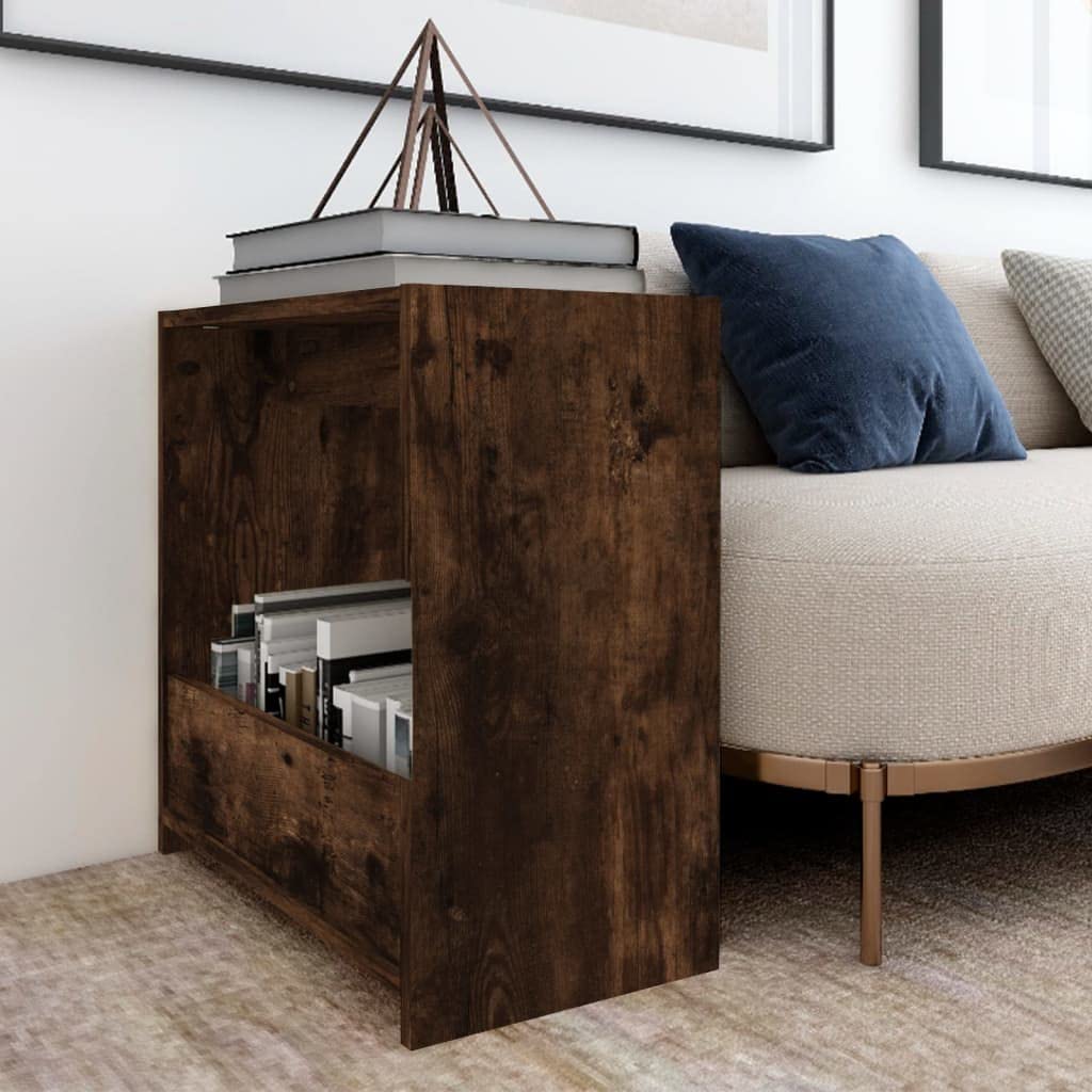 Beistelltisch Räuchereiche aus Holzwerkstoff 50 x 26 x 50 cm, Couchtisch mit Ablagefach für Wohnzimmer, Schlafzimmer, Flur, Sofa, Bett und dekorative Ecken
