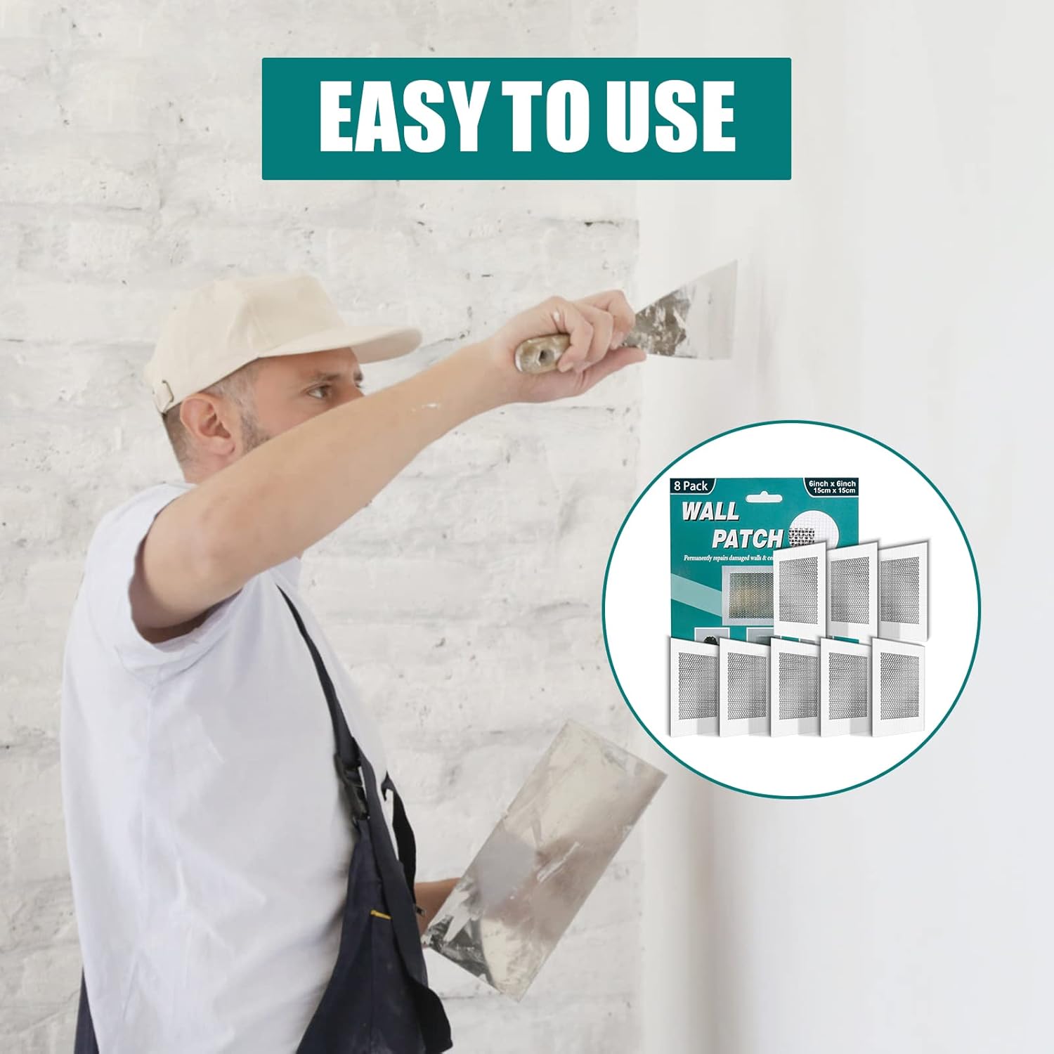 30Pcs 6 Inch Drywall Patch, Wall Repair Patches, Self-Adhesive Fiberglass Repair Kit Dry Wall Hole Repair Patch for Aluminum Metal Sheetrock Ceiling (6"x 6")