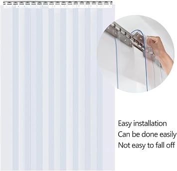 Transparent Door Curtain PVC Strip Door Curtain, Customizable Plastic Clear Curtain Kit for Workshop Shops, Hanging Waterproof Partition(1.35X2M)