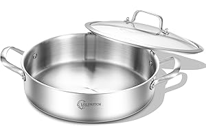 12 Inch Stainless Steel Deep Frying Pan with Lid