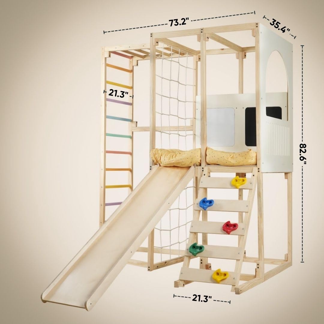 Curious Cub Playloft 8 in 1 Jungle Gym for Kids Indoor | Slide for Kids, Ladder, Drawing Board, Monkey Bars |Rock Climbing at Home|Fun Activity for Ages 2-15 Yrs|Home Play Set for Toddler - Image 9 thumbnail