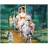 Mary Poppins Julie Andrews as Mary Poppins and Dick Van Dyke as Bert with Banks children riding carousel horses 8 x 10 Inch Photo
