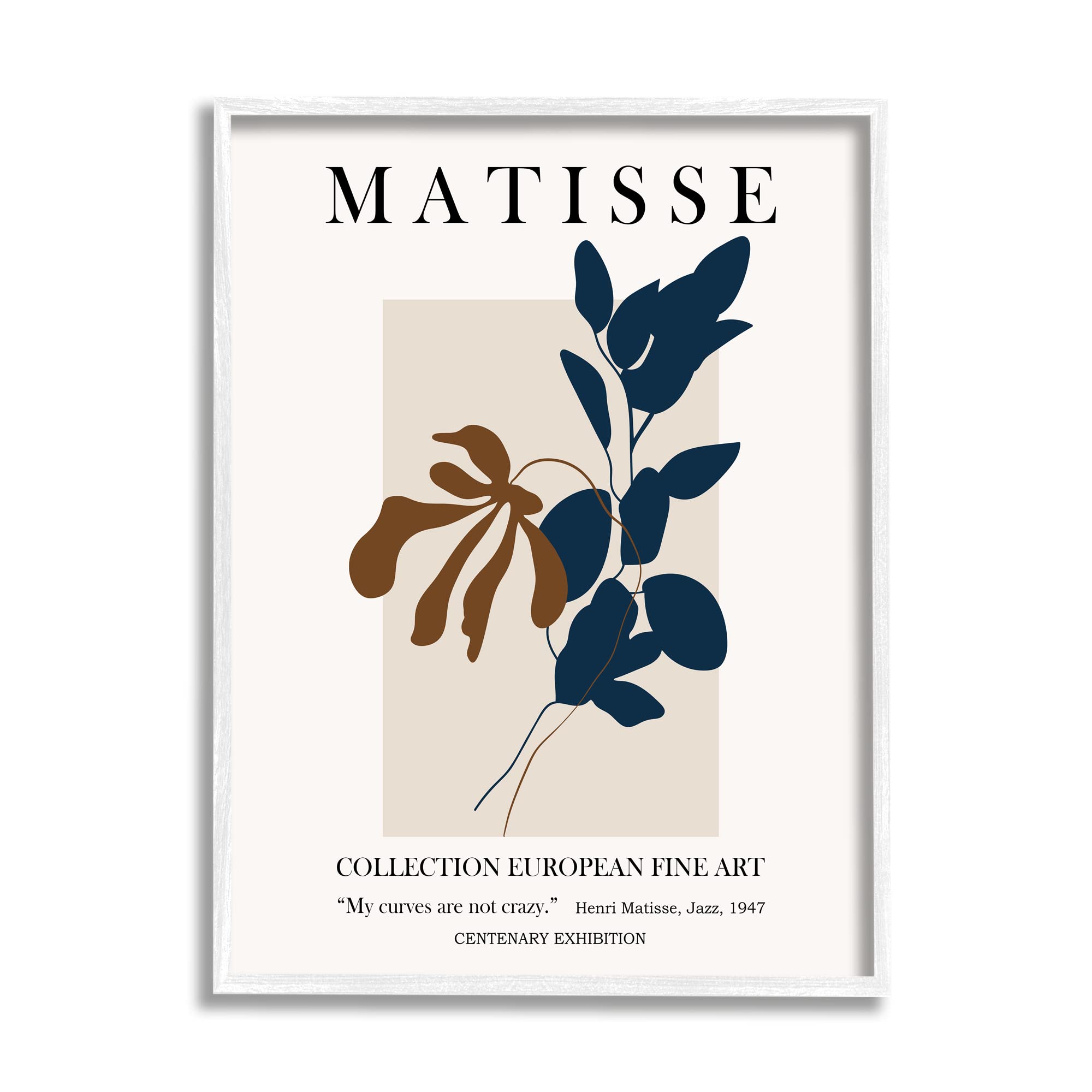 Stupell IndustriesBold Modern Botanicals Leaf Silhouettes Matisse Text, Design by Ros Ruseva