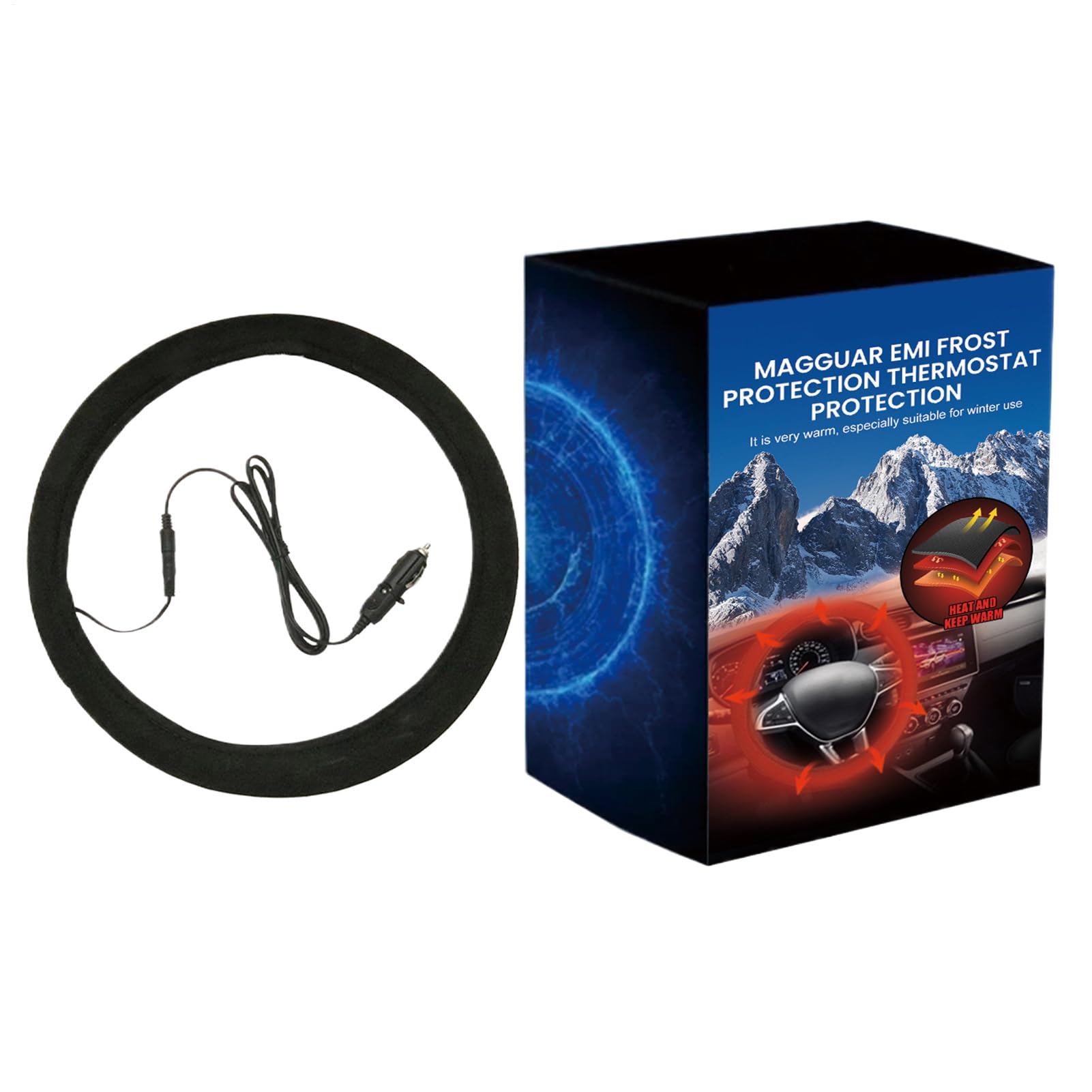 Calentador de Volante 12v Inalámbrico Protector Antideslizante | Calefactable para el Volante Automotriz Para Invierno Frío Vehículos Automóvil Camión
