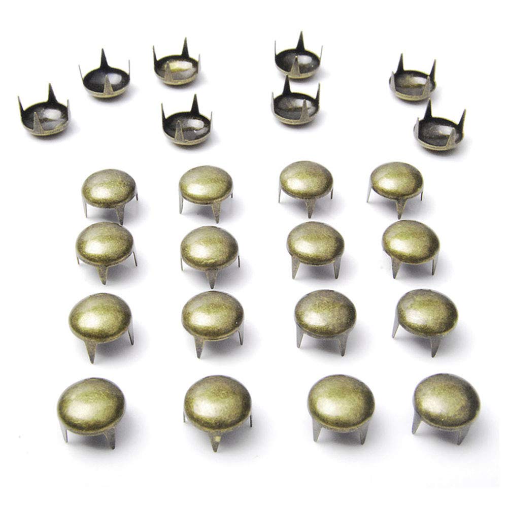200pcs 10mm Round Dome Rivets Spike Studs Spots Nailhead Punk Rock DIY Leather Craft for Shoes Clothing Bag Parts Decoration (Antique Brass)