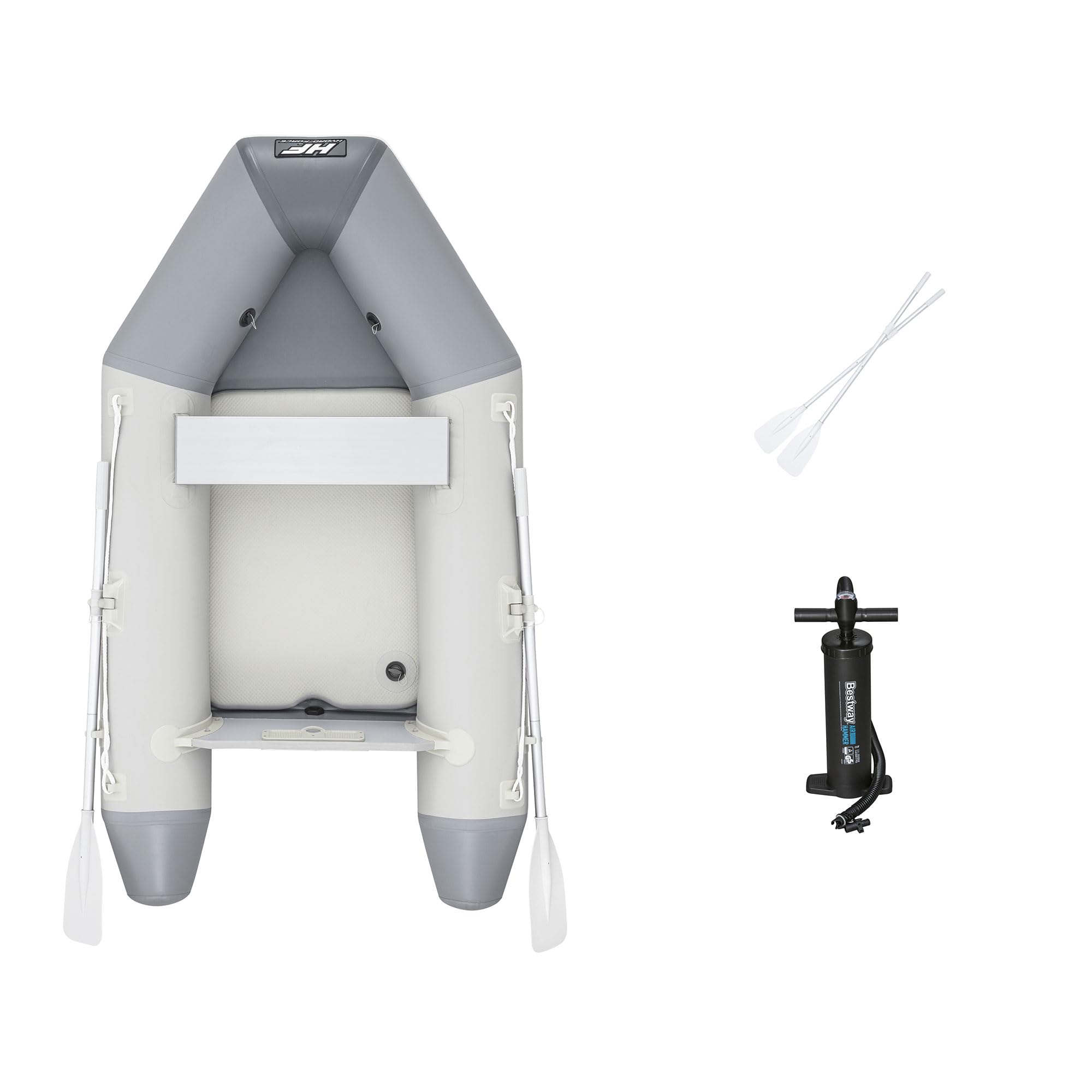Bestway Hydro-Force Pro Inflatable Outdoor Water Lake Raft Boat Set with 2 Aluminum Oars, Hand Pump, Pressure Gauge