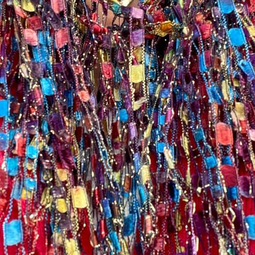 Southwest Jewelry Scarf for Women- Lightweight Bohemian Neck Scarf for Autumn Fall Light Weight - Turquoise Teracotta Jewelry - Long Fringe Necklace - Womens Gift - SW3