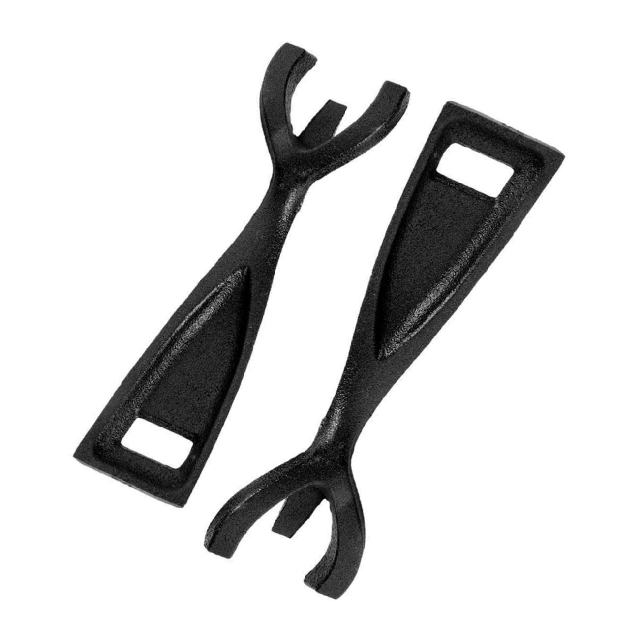 OFFSCH 2Pcs Cast Iron Hot Plate Clips for Grilling Roasting Steak Fork Tongs for Kitchen Outdoor Use Heat Resistant Kitchen Tool for Handling of Fajita Steak Pans
