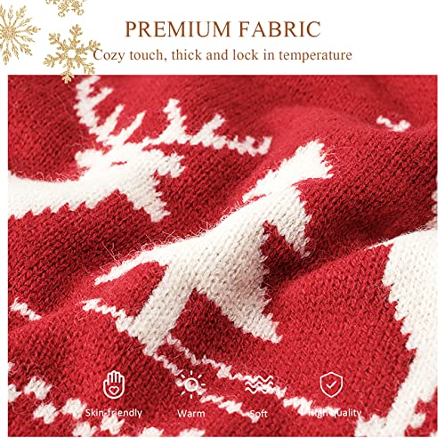 Winter Knitted Scarf For Women Reversible Christmas Scarf Fair Isle Snowflake Reindeer Soft Warm Long Scarves3