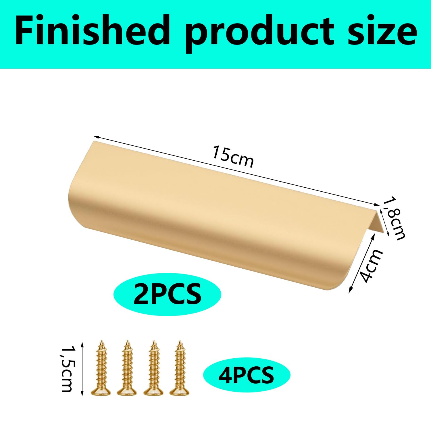 QZKJQDD 2 Pack Rose Gold Kitchen Cupboard Handles Finger Edge Pulls for Cabinets and Drawers 150mm Wardrobe Door Handles Modern Aluminum - Image 2