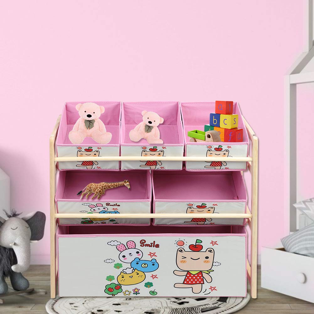 Estante de Almacenamiento para niños con diseño de Dibujos Animados, Caja de Resistente para Juguetes, solución Funcional y Divertida para organización Infantil, Color