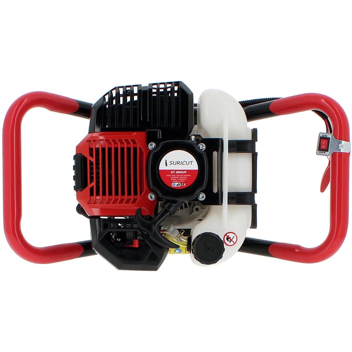 Tarière Thermique Semi-Professionnelle 62 cm3 + Lot de 3 mèches (100, 200 et 300 mm)