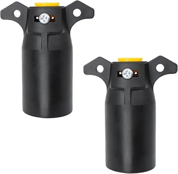 2 Pcs 12V 7 Pin Trailer Plug Connector Detachable 7 Way Round RV-Style Trailer Side Connector Replacement End Towing Wiring Harness Connector