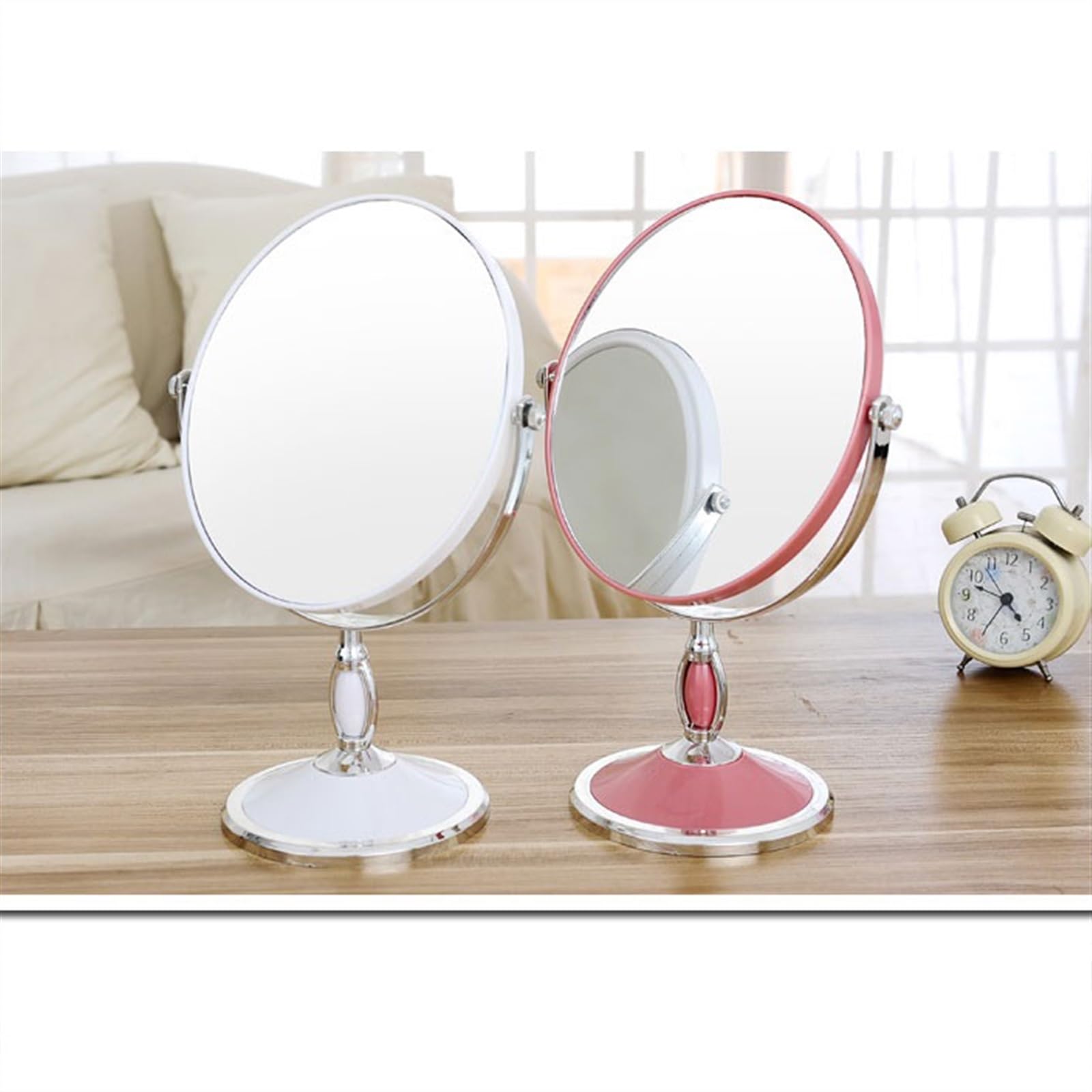 Specchio Specchio in stile europeo Specchio cosmetico bifacciale Specchio portatile pieghevole 3x Specchio ingranditore Specchio da bagno Camera da letto(Pink)