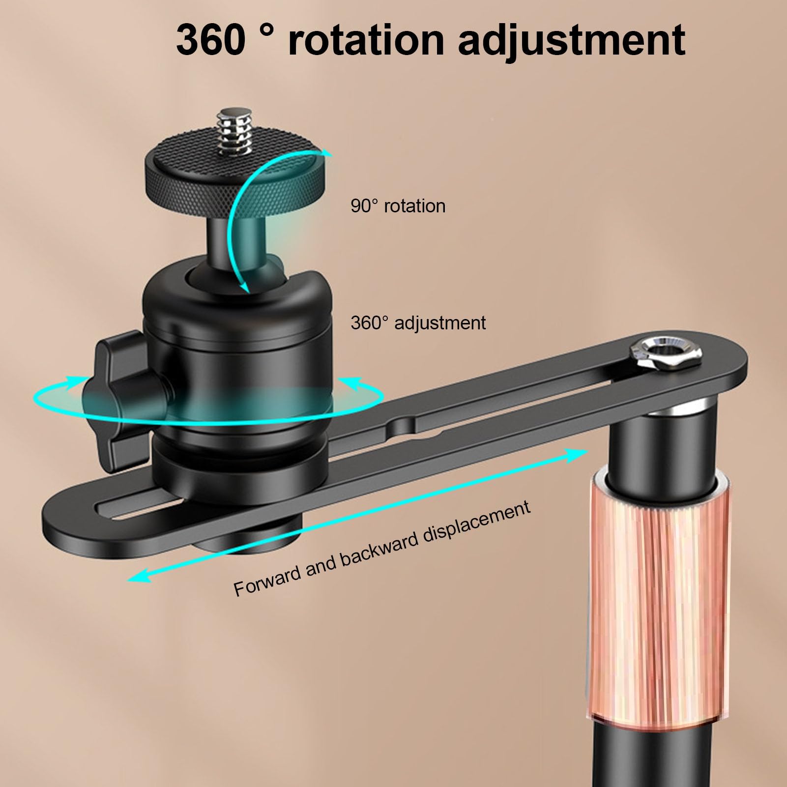 Dpofirs Soporte para Projector, Soporte de Mesita Ajustable en Altura de 25 a 35 Cm con Tornillo de 1 4, Rotación de 360 Grados, Capacidad de Carga de 2 Kg, for Cama y sofá (Black)